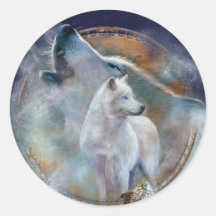 Traumfänger - Geist-Wolf-Kunst-Aufkleber