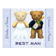 Trauzeuge - Teddy-Bärn-blaue Hochzeit laden ein Einladungskarten