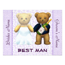 Trauzeuge - Teddy-Bärn-lila Hochzeit laden ein Individuelle Ankündigungen
