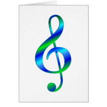 Treble Clef Blue and Green Card