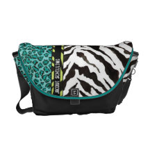 Trendy lila aquamarines schwarzes Leopardzebra-Mus Kuriertasche
