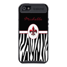Trendy Red White Black Fleur de Lis Covers For iPhone 5