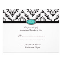 Trendy schwarze Damastaquajuwelhochzeit UAWG-Karte Einladung