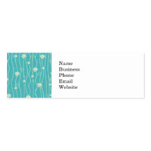 Trendy Teal Summer Flower Pattern Business Card Templates