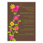 Trendy Vogel-u. Blumen-Brautparty-Einladung