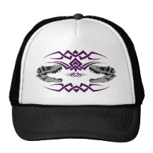 Tribal T-Rex Skulls purple Hats