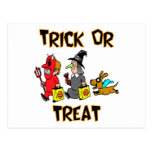 Trick oder Leckerei (Trick-Oder-Treaters mit Hund) Postkarte