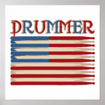 Trommel-Stock USA-Flaggen-Schlagzeuger-T-Shirts un Plakat