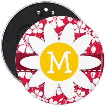 Tropical Fuschia Hibiscus; Daisy Buttons