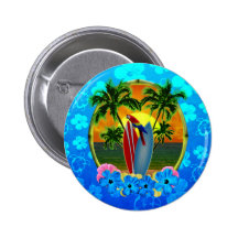 Tropical Sunset Pinback Buttons