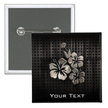 Tropische Blumen; Cooles Schwarzes Anstecknadelbutton