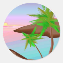 Tropischer Insel-Sonnenuntergang-Aufkleber