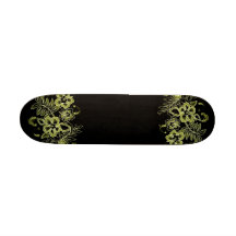 Tropisches Blumen-Muster-Gelb u. Schwarzes Personalisierte Skateboards