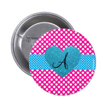 Tupfen rosa und weißes Monogramm Button