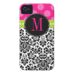 Tupfen-u. des Damast-| Monogramm Case-Mate iPhone 4 Hülle