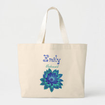 Türkis-Blau-Blumen-Brautjungfer Leinentasche