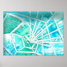 Türkis-Explosion, Plakat des Wasserfarbezeichnens