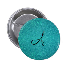 Türkis-Glittermonogramm Buttons