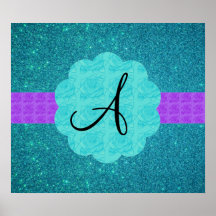 Türkis-Glittermonogramm Posterdrucke