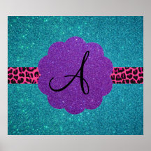 Türkis-Glittermonogramm Posterdrucke