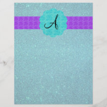 Türkis-Glittermonogramm Vollfarbige Flyer