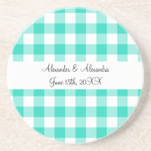 Türkisgingham-Muster-Gastgeschenke Hochzeit Untersetzer