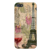 Turm Shabby Chic-Paris Eiffel u. Rotwein iPhone 5 Etuis