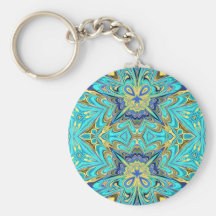 turquoise and gold Kaleidoscope keychain