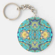 turquoise and gold Kaleidoscope keychain