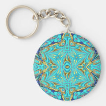 turquoise and gold Kaleidoscope keychain