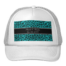 Turquoise leopard pattern wedding favors mesh hats