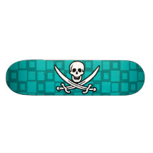 Turquoise Squares Jolly Roger Skate Decks