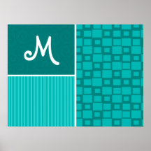 Turquoise Squares; Retro Square Poster
