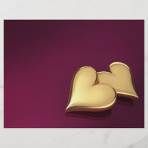 Two Gold Hearts On a Violet Background Flyers