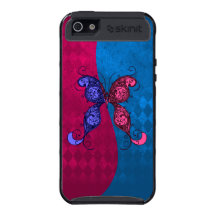 Two Tone Pink and Blue Butterfly iPhone 5 Case