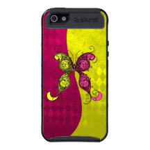 Two Tone Pink and Yellow Butterfly Covers For iPhone 5
