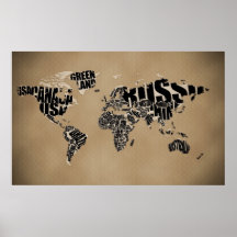 Typografische Weltkarte Plakat