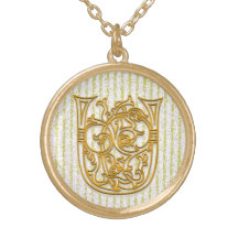U-Anfangsmonogramm-"Goldpin-Streifen-" Halskette