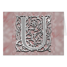 U Monogram "Silver Stone" Note Card Greeting Card