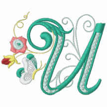U-Monogramblumenschmetterlingsstickerei-Dament-stü
