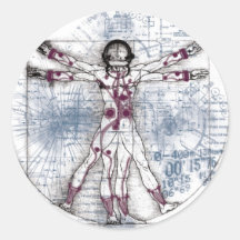 U.V MANN (universeller Vitruvian Mann) Runder Aufkleber