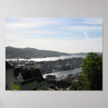 Überblick Bergens, Norwegen Plakatdrucke