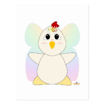 Umarmbares feenhaftes weißes Huhn Postkarte