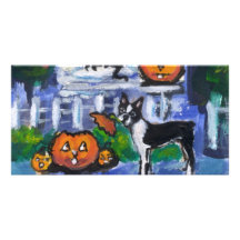 Unfug Halloweens Boston Terrier Personalisierte Photo Karte