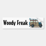 Ungewöhnlicher Autoaufkleber blauer Woody-Lastwage