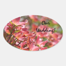 Unsere Hochzeit! Siegel rosa Hartriegel-Blumen-Hoc Ovaler Aufkleber