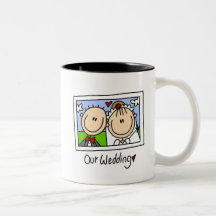 Unsere Hochzeits-Braut und Bräutigam-T-Shirts und  Kaffee Tassen