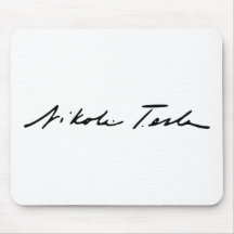 Unterschrift des Strom-Genies Nikola Tesla Mauspads