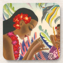 Untersetzer Tiki Bar Hula Blumenleu-tropisches Fis