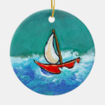 Ursprüngliches Boot des Segelnspaßes, das bunte Ku Weihnachtsbaum Ornament